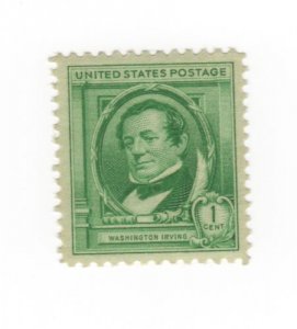 United States; #859 Washington Irving 1c 1940; Mint Never hinged MNH Nice