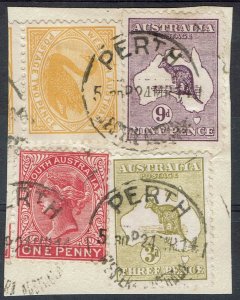 AUSTRALIA 1914 KANGAROO SOUTH AUSTRALIA AND WESTERN AUSTRALIA MIXED FRANKING  