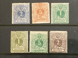 Belgium 6 - Coat of Arms Stamps Sc# 29//55, MH, Toned Gum SCV $172