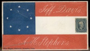 CSA Civil War Confederate Patriotic Cover Jefferson Davis Alexander Stephe 92889