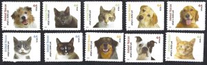 United States #4451-60 44¢ Animal Rescue - Adopt a Shelter. Ten singles. MNH