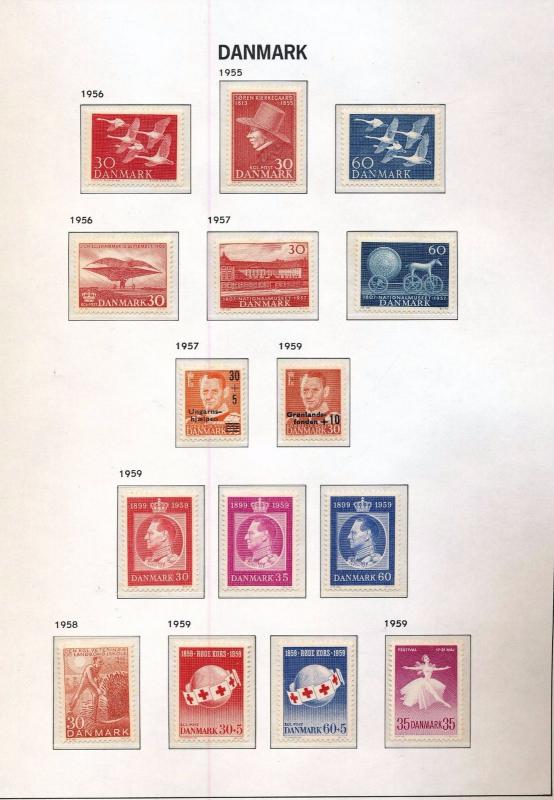 DENMARK 1949/69 Red X DanceMNH Unused (Appx 100+) (job 751)