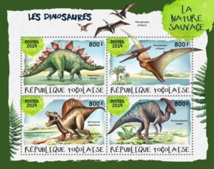 Togo - 2019 Dinosaurs on Stamps - 4 Stamp Sheet - TG190103a