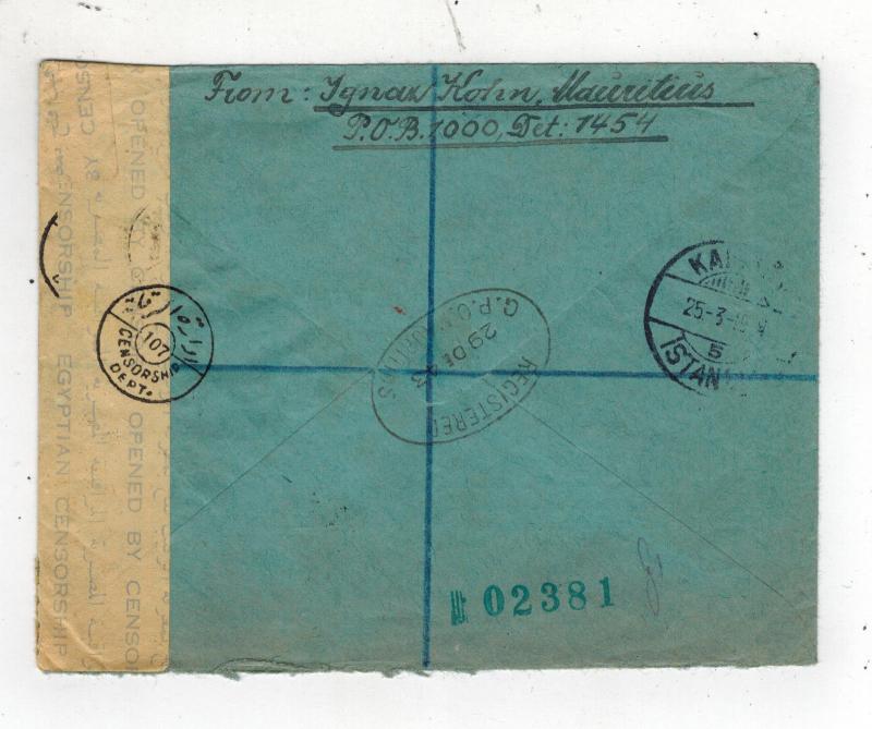 1943 Mauritius Jewish Internment Camp Cover Turkey Ignau Kahn Emanuel Weinberg