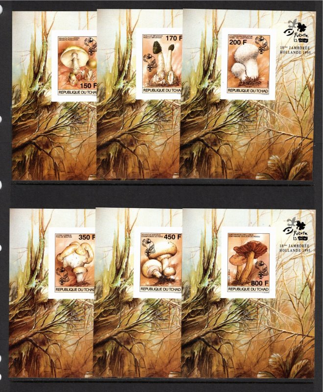 Chad 1996 MNH Sc 647--52 Set of 6 IMPERFORATE Deluxe Souvenir Sheets