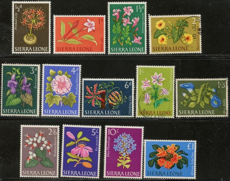 SIERRA LEONE Sc#227-239 SG242-254 1963 Flowers Complete Top 4 LH Mint & Used