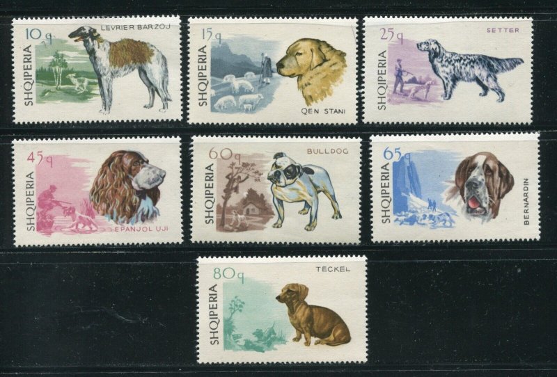 Albania 986-992 Dogs Stamp Set MNH 1966
