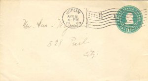 United States Missouri Joplin, Mo. 1909 American Flag Type B14(1)  Postal Sta...