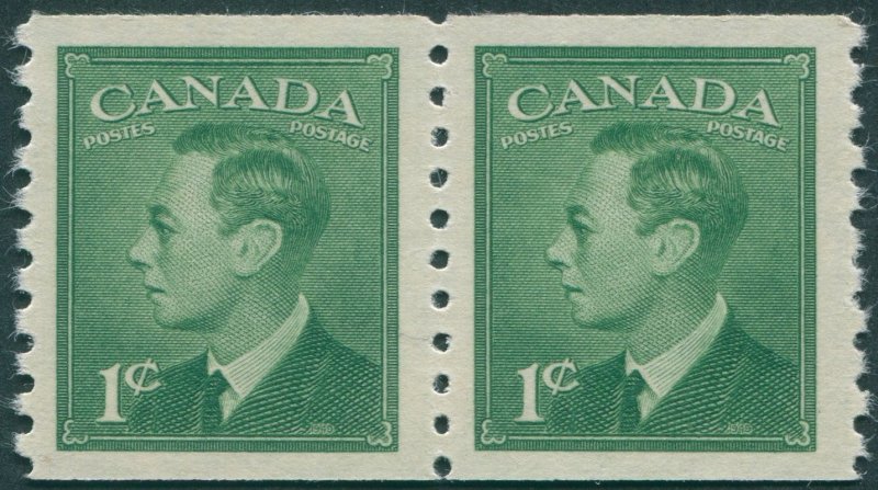 Canada 1950 1c green Coil SG419 MNH pair