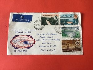 Rhodesia and Nyasaland 1960 Royal Visit Air Mail to England Stamp Cover R45714 