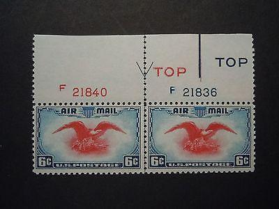 1938 #C23 6c Eagle Plate # Singles Pair MNH OG