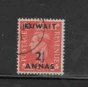 KUWAIT #97 1950 2 1/2a on 2 1/2p KING GEORGE VI SURCHARGED F-VF USED c