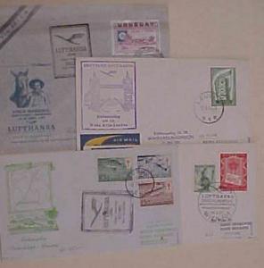 GERMAN  FLIGHTS 1957 FROM URUGUAY,FINLAND,LUXEMBOURG,BELGIUM