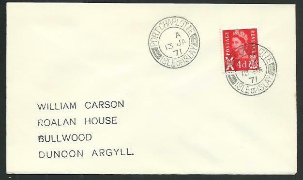 GB SCOTLAND 1971 cover PORT CHARLOTTE / ISLE OF ISLAY cds..................66632