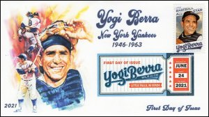 21-179, 2021, Yogi Berra, First Day Cover, Digital Color Postmark, Baseball, SC