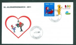 Denmark Cover. 2011 Postman “Christmas Seal Walk # 35. 8 Kr. Santa Laughing.