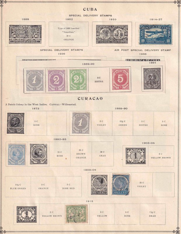 CUBA 5 ALBUM PAGES WITH USA OCC COLLECTION LOT + CURAÇAO 37 STAMPS $$$$$$$