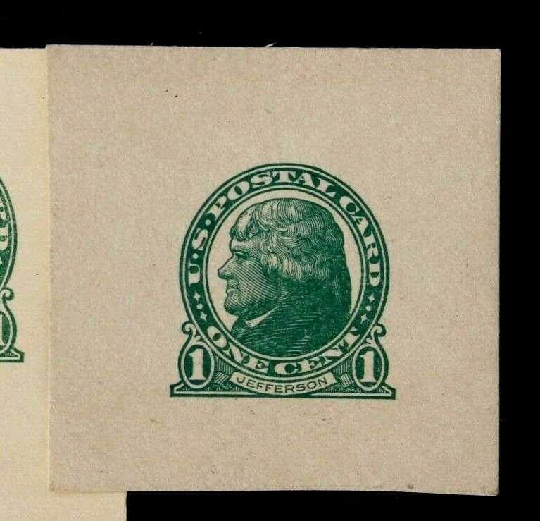 U.S. Stamp Sc# UX27C Mint Preprinted Cut Square 1c Green on Rough Card 1917