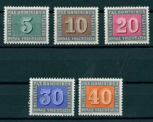 SWITZERLAND, PAX 1945, 5-40 CENTIMES MNH	