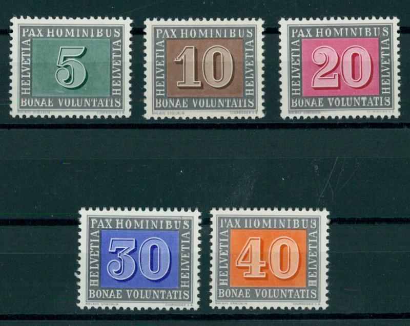 SWITZERLAND, PAX 1945, 5-40 CENTIMES MNH	