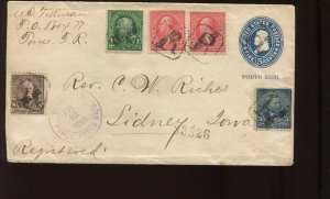 PUERTO RICO 210-213 on U4 Uprated 5 Color 1899 Registered Cover Ponce to Iowa