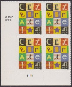 4196 Celebrate Plate Block MNH