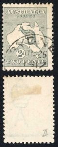 Australia SG3 2d Grey Kangaroo 1st wmk Die 1 Fine Used (corner crease)