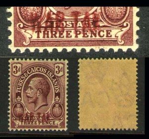 Turks & Caicos Islands 1919 KGV Sc MR6a double print error MH