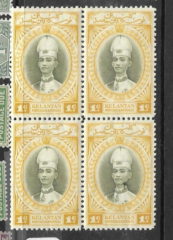 MALAYA KELANTAN  (P0105BB) 1C  SG 40 BL OF 4  MNH