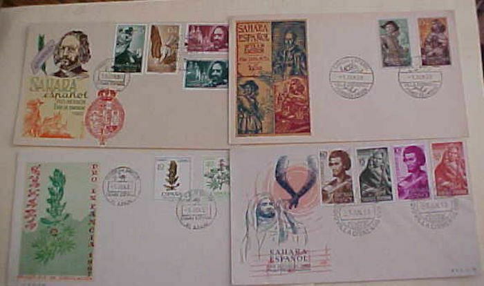 SPAIN IFNI FDC 4 DIFF.  11953-1967 CACHET UNADDRESSED