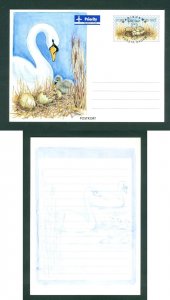 Aland. 1997 FC. Stationery Card. Swan, Ducklings, Egg.