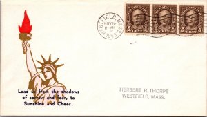 1943 - 3 x 1.5c Stamp - Westfield, Mass - F74555