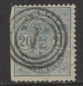 Denmark - Scott 37 - Definitive Issue -1884 - Used - Single 20s Stamp