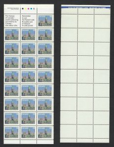 Canada Scott #1165b pane of 25+2 labels - 38c Parliament, Slater paper, VF-NH