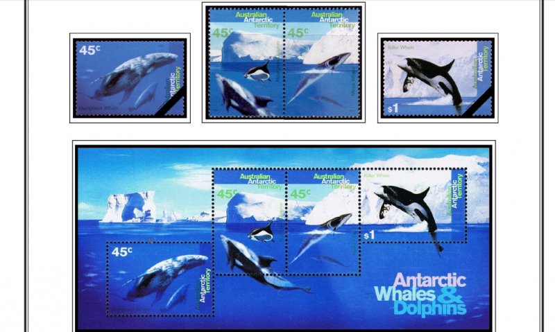 COLOR PRINTED AUSTRALIAN ANTARCTIC 1957-2020 STAMP ALBUM PAGES (44 illus. pages)