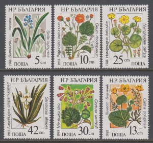 Bulgaria 3300-3305 Flowers MNH VF