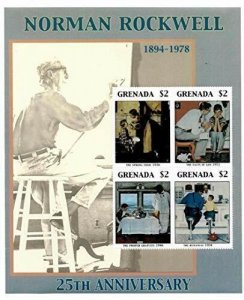 Grenada 2003 - Norman Rockwell Art, 25 Years - Sheet of 4v - Scott 3413 - MNH