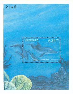 NICARAGUA 2338-9 MNH S/S  SCV $14.00 BIN $7.00 MARINE LIFE