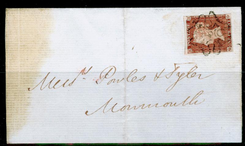 SG8, 1d red-brown, USED. Cat £1000. BLACK MX WITH 10. ON COVER. QD