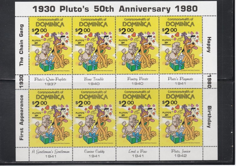Dominica # 694, Disney - Pluto's 50th Anniversary,  Sheet Mint NH, 1/2 Cat.