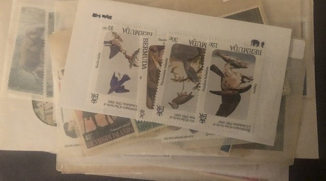 Lot of International Stamps In Glass Scenes Some Have Nice Value