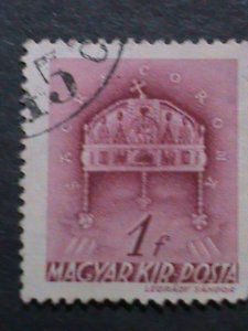 ​HUNGARY-1939 OVER 83 YEARS-VERY OLD-CROWN OF ST. STEPHEN USE STAMPS VERY FINE