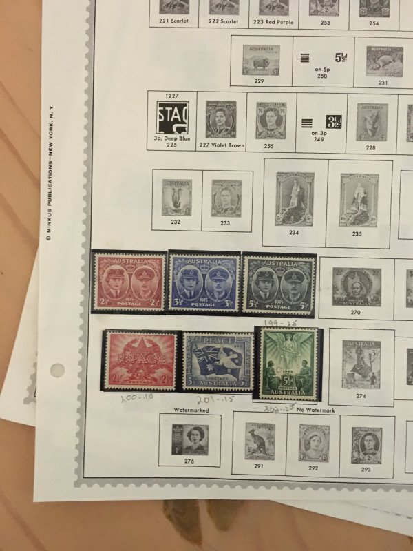 Collection of mint Australia stamps on Minkus pages