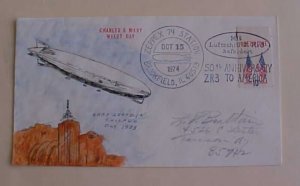 US GERMAN GRAF  ZEPPELIN HAND PAINTED  1974 BROOKFIELD ILLINOIS