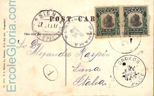 ad6310 - PANAMA  - Postal History -  POSTCARD from AGUADULCE  to  ITALY  1909