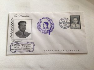 Philippines 1957 Ramon Magsaysay  fdc stamps cover A17401