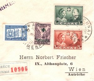 GREECE Cover Athens Registered 1938 AUSTRIA Vienna {samwells-covers}MA622