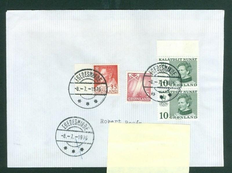 Greenland. Cover 1976. Egedesminde. Scott # 49+56+ 87. Adr: Sweden