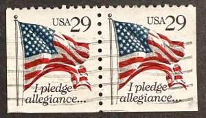 US #2593B Used Pair 29c Flag and I Pledge Allegiance 1992 [U5.3.1]