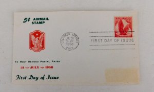 First Day Cover #C50 Airmail Postal Card Rate, 1958